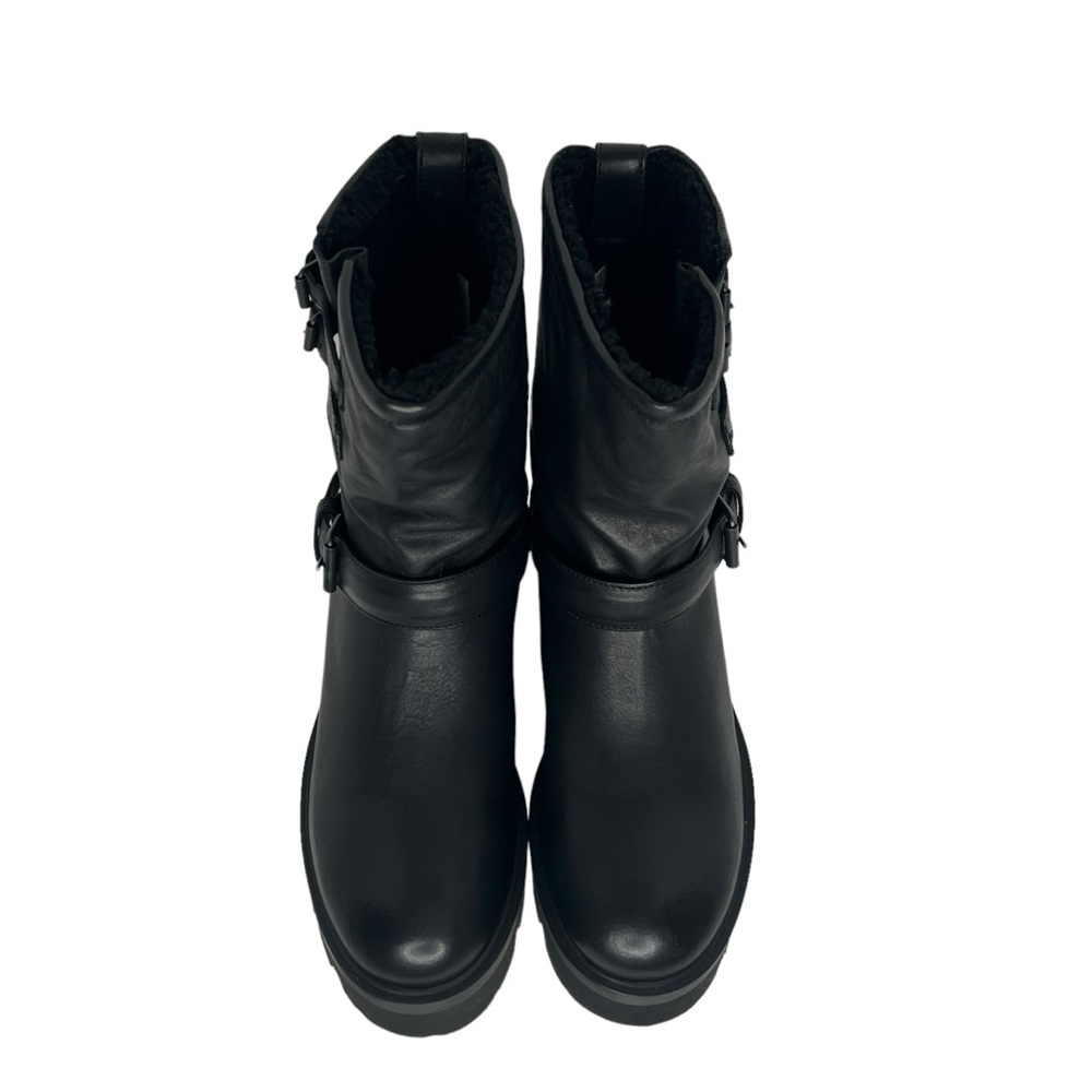 Ross & Snow Women’s Lucky Black Shearling Lining Leather Moto Boots Size 11 - Picture 16 of 16